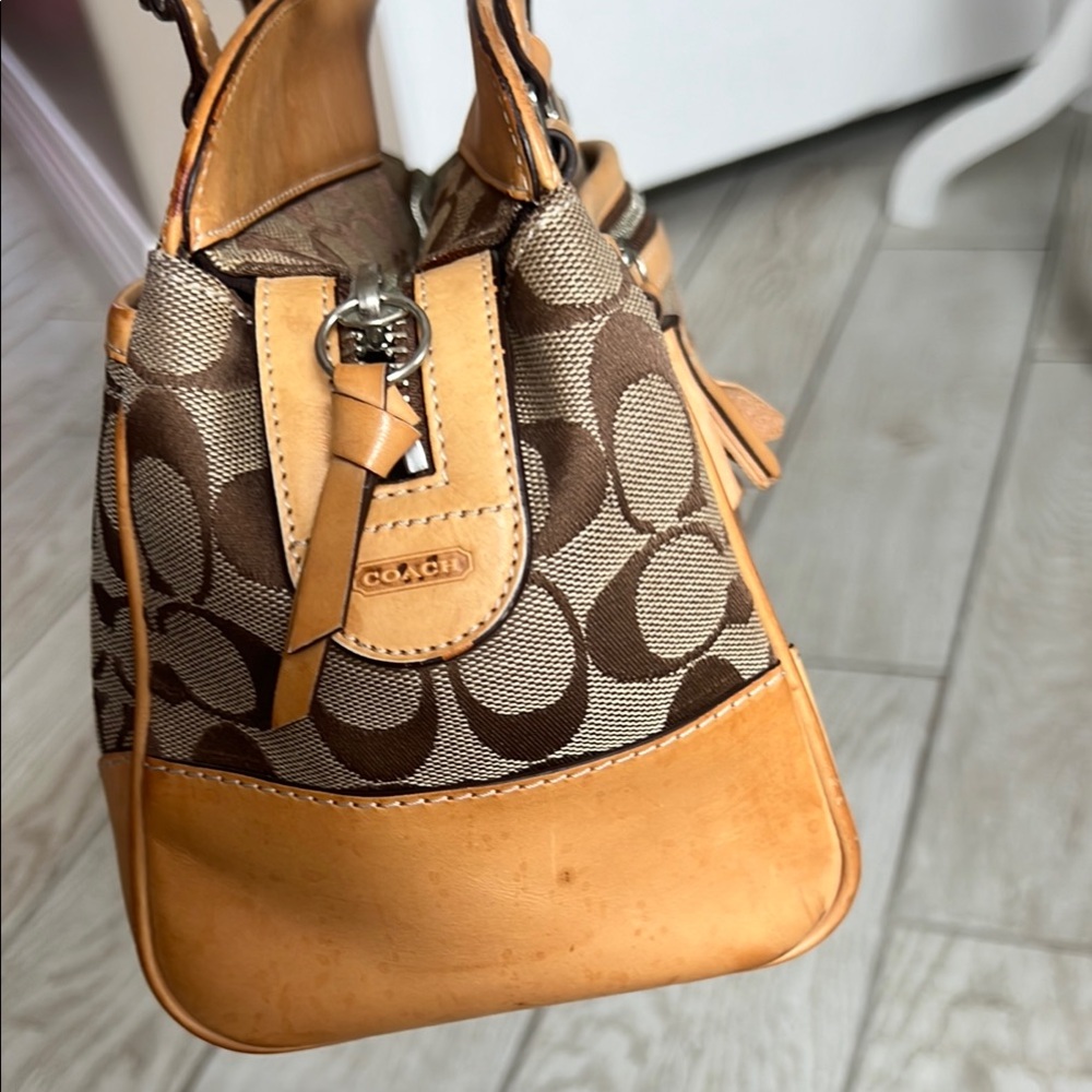Coach Signature Brown and Tan Satchel - Picture 5 of 5